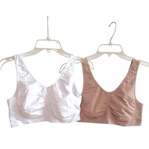 Lot of 2 Bali One Smooth U Support Bralette Tan White